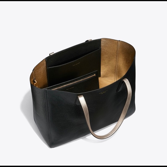 Tory Burch Black/Gold Perry Reversible Tote - Picture 4 of 16